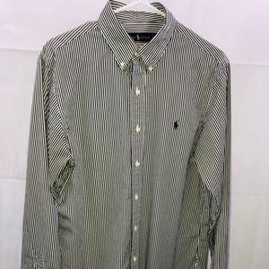 Mens Polo RALPH LAUREN Black White Stripe Button
